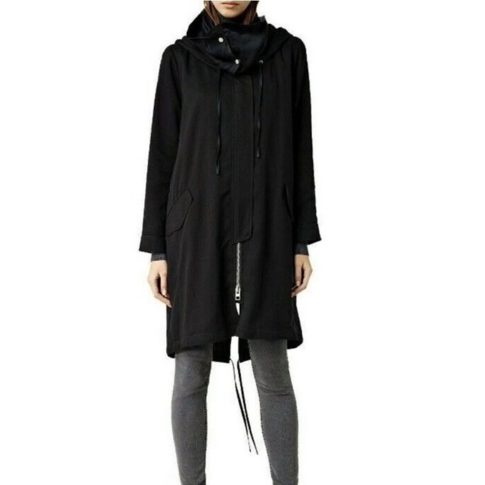 All Saints Size 6 Kaito Parka in Black